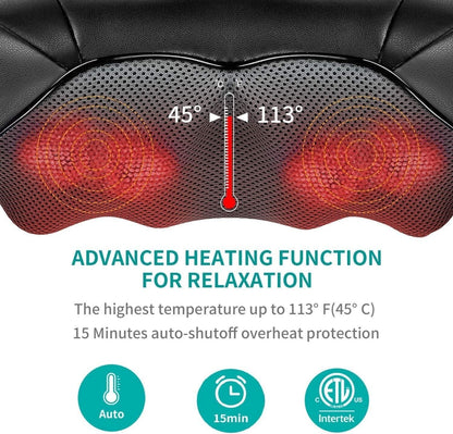 Shiatsu Neck & Back Massager with Heat Deep Kneading Massage Pillow for Shoulder