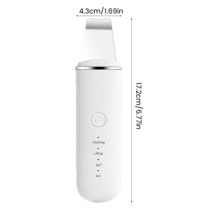 Facial Skin Scrubber USB Rechargeable Electric Ultrasonic Face Skin Spatula with 250Mah Battery and 4 Modes Portable Pore Deep Cleansing Blackhead Scraper Skin Care Beauty Tool