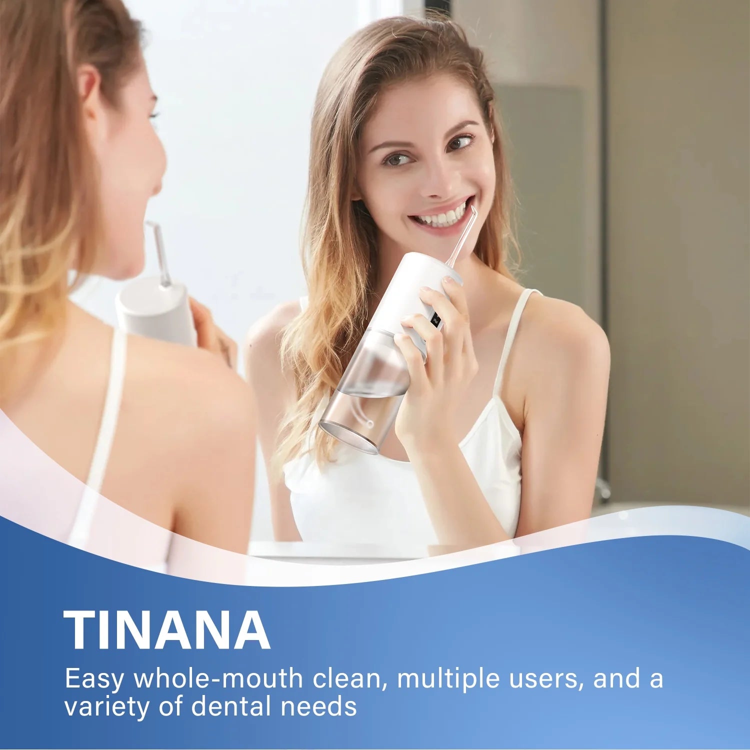 Water Dental Flosser: Portable Cordless Electric Water Flosser with 5 Jet Tips, 3 Modes Rechargeable Oral Irrigator with 280Ml Water Tank, IPX7 Waterproof for Teeth Cleaning-White