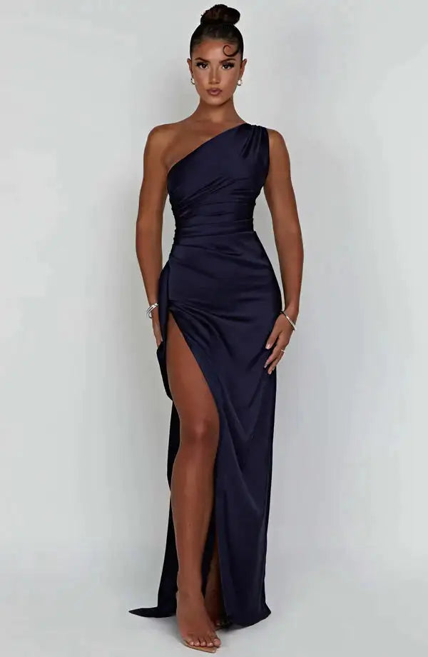 Satin One-Shoulder Sexy Prom Dresses